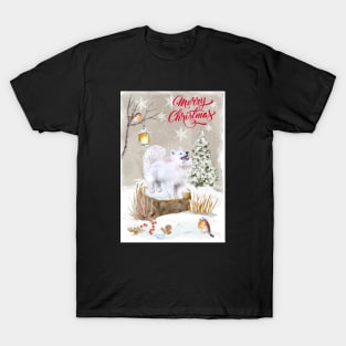 Samoyed Merry Christmas Santa Dog Holiday Greeting T-Shirt